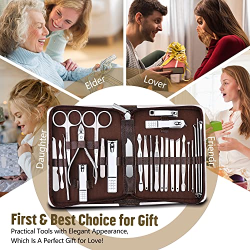 UMEINAC TECH Manicure Set 26 in 1 Pedicure Kit Professional Manicure Kit Nail Clippers Set Stainless Steel Pedicure Set Nail Manicure Kit for Men Women