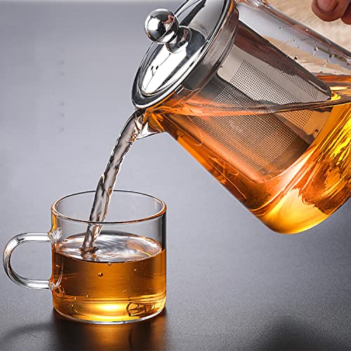 TAPIT Glass Tea Pot, Borosilicate Glass Tea Kettle for Loose Leaf Tea, Transparent Teapot with Stainless Steel Removable Infuser, Microwavable, Dishwasher and Stovetop Safe (1300ml-Round)