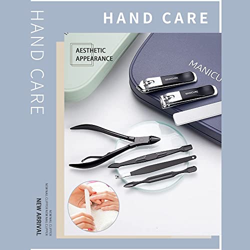TZAONEN Manicure Set With Case Nail Clippers Pedicure Kit -18 Pieces Stainless Steel Manicure Kit, Professional Grooming Kits, Nail Care Scissor Tools (Dark Blue)