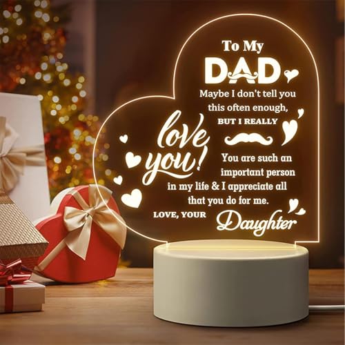 MAKINGTEC Dad Night Light - Engraved Acrylic Lamp Gift for Fatherâ€™s Day, Birthday, or Christmas - Thoughtful Present from Daughter Son - Perfect for Stepdad Father-in-Law