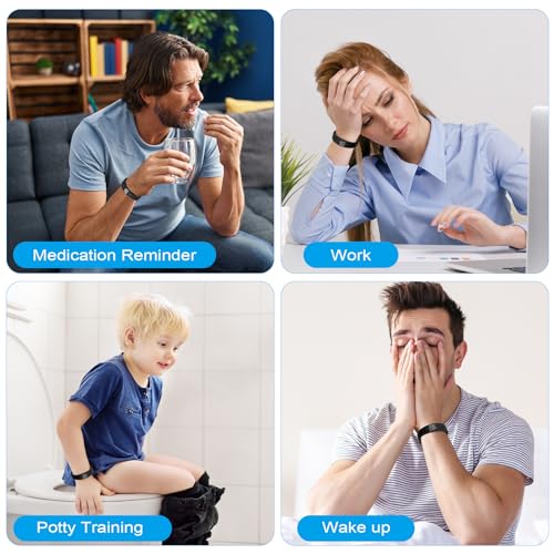 ACWOO Vibrating Alarm Reminder Watch, Silent Vibrating Wrist Alarm Watch, Rechargeable Vibrating Pill Reminder Alarm Watch for Kids & Adult Potty Training, Sport, Daily Pill Reminder
