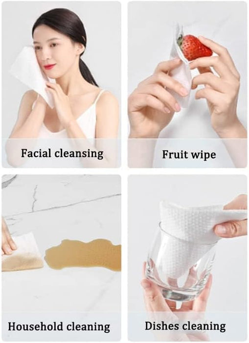 S SYMEFER Disposable Face Towel Soft Washcloths Facial Cleanning Cotton Tissue Wet Dry Cotton Facial Wipes Makeup Remover Towel for Skincare (3 Pack)