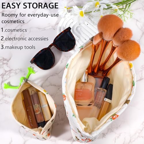 ZLFSRQ 3Pcs Checkered Makeup Bag for Women Large Cosmetic Bag Set Travel Toiletry Bag Makeup Pouch Bag for Purse Pink Zipper Storage Bag Organizer Cute Small Aesthetic Girls Car Essentials Bag
