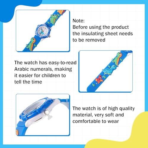 NAWOKEENY 4Pack Dinosaur Watch Set, Including Dinosaur Boys Watch Dinosaur Keyring Keychains Dinosaur Bracelets Party Bag Fillers for Kids Dinosaur Gifts for Birthday Party Gift Supplies