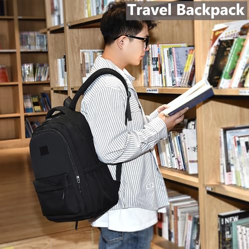 Qiccijoo Travel Laptop Backpack Computer Backpack for Women Men Business Work Backpack Durable Anti Theft College School Computer Bag Fits 17 Inch Notebook & Laptop(Black)