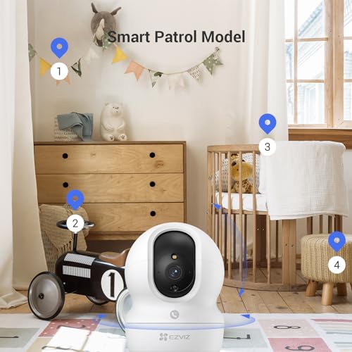 EZVIZ Security Camera CP1 Pro, 4MP CCTV Camera for Home, 360° Indoor Camera, Baby Monitor with Color Night Vision, Human Shape & Loud Noise Detection with Auto-Tracking, Two-Way Audio, Dual-Band Wi-Fi