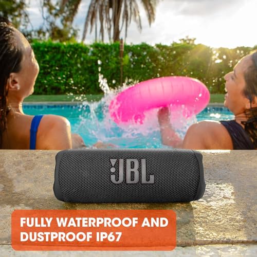 DOOMAX J.B.L Flip 6 - Portable Bluetooth Speaker, powerful sound and deep bass, IPX7 waterproof, 12 hours of playtime, J.B.L PartyBoost for multiple speaker pairing for home (Black)