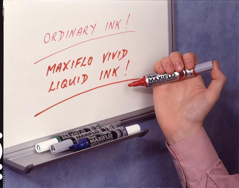 Pentel Maxiflo Mwl5M-Co Drywipe Marker, Blue, Box Of 12