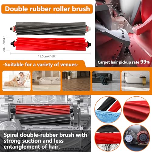 Yivy Replacement Parts for Roborock S8 Maxv Ultra /S8 Max Ultra Vacuum Cleaner : 2 main brushes, 6 side brushes, 4 HEPA filters, 4+4 wipes, 6 dust bags, 1 self-cleaning brush, 1 water tank brush-30pcs