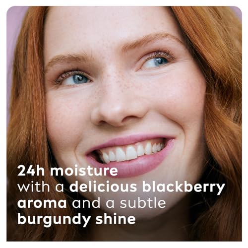 Labello Blackberry Shine Lip Balm, 24H Melt-In Moisture, with Shea Butter and Natural Oils Enriched with Vitamins, with Natural Ingredients, Mineral Oil Free, Vegan, 4.8g