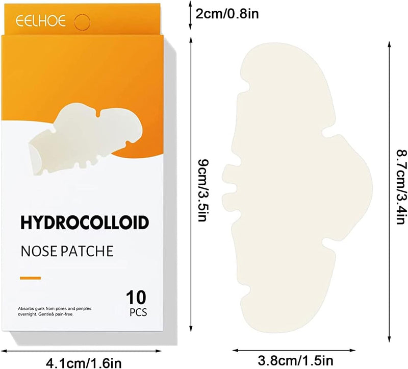 Nose Strip, Pimple Patche, Nose Sticker, Mighty Patch, Zits Strip, Hydrocolloid Patche, for Nose Pore, Zit, and Oil, Dermatologist, Approved Overnight Pore Strips to Absorb Acne Nose Gunk (10 Pcs)