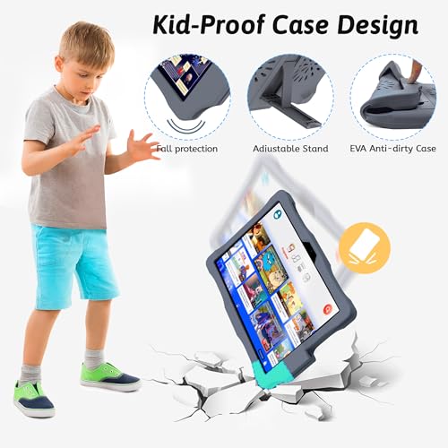 Kinstone 10.1" Android 12 Kids Tablet - 4GB (Expandable), Quad-Core, IPS Screen, 6000mAh Battery, Parental Control, with Protective Case & Stylus Pen - Ideal Gift for Toddler & Children