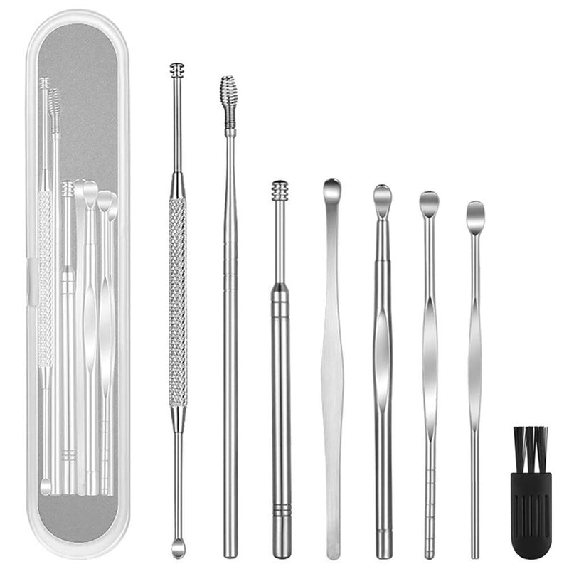Geengle 8 Pcs Ear Pick Earwax Removal Kit, Ear Cleansing Tool Set, Ear Curette Ear Wax Remover Tool with a Cleaning Brush and Storage Box