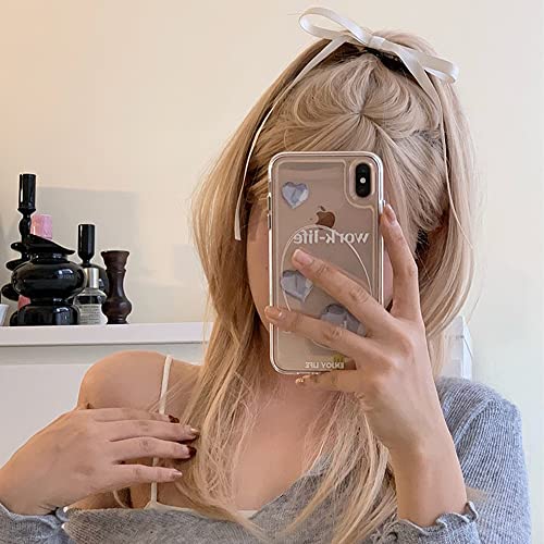 Bmobuo Hair Ribbon 6PCS, Satin Coquette Aesthetic Ponytail Holders - Women's Hair Bows, Alligator Clips and Barrettes in White, Black, Pink