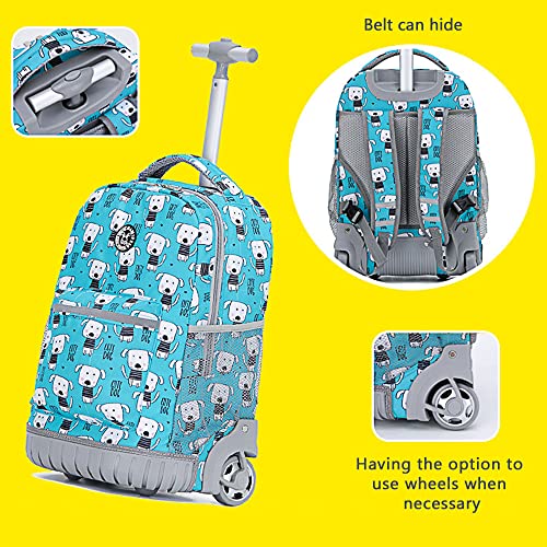 School Bags for Girls Trolley, Kids Rolling Backpack, Trolley School Bag for Girls, 2 in 1 Multipurpose Backpacks with Wheels 18inch Waterproof Wheeled Travel Back Pack, Carry On Luggage Bag (Pink)