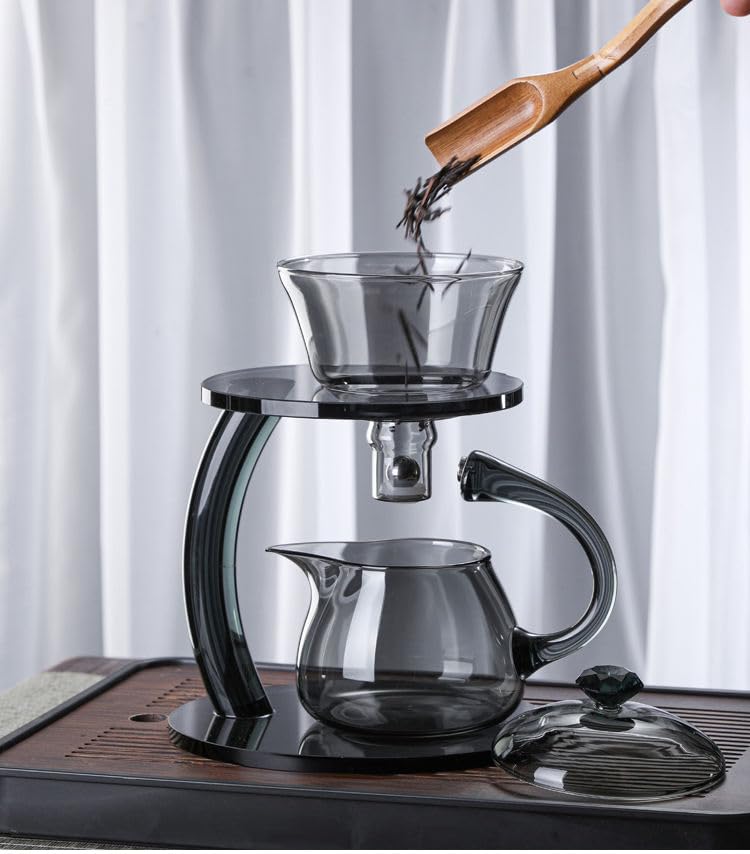 Borosilicate Glass Teapot Stovetop safe ï¼ŒLoose Leaf and Blooming Tea Maker, Christmas GiftGlass Tea Kettle with glass Handle, for Women and Adult (cixi black)