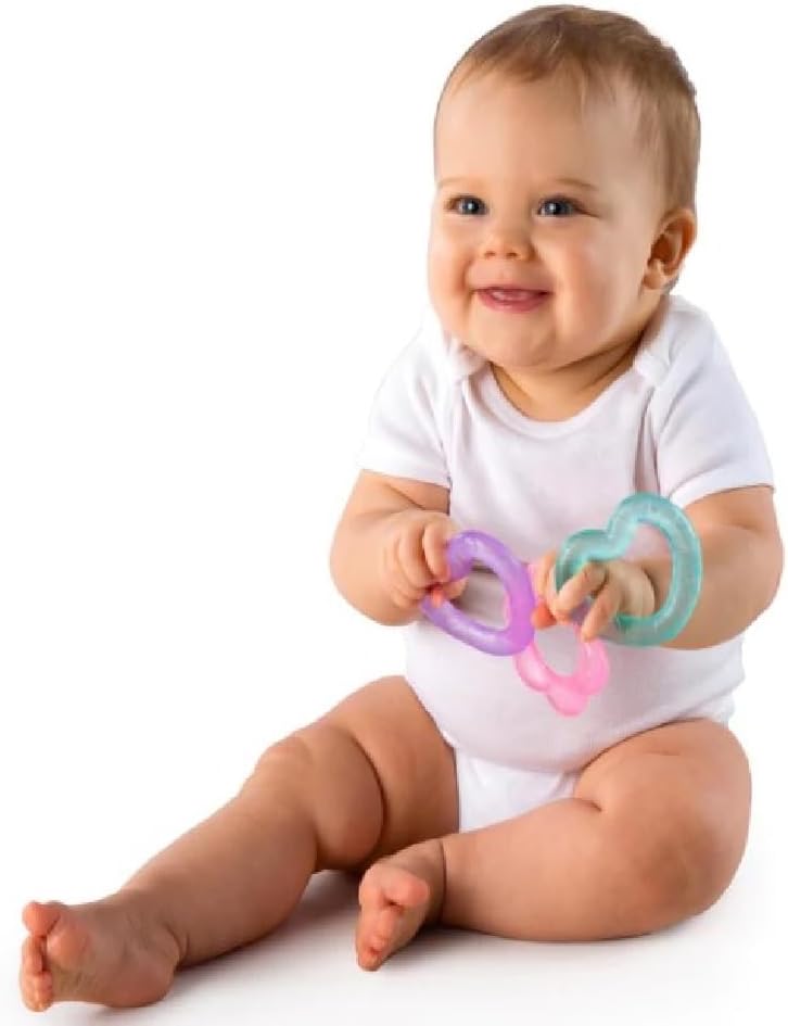 Bright Starts Gummy Buddies 3-Pack Textured Teethers - BPA-Free Elephant, Lion, Monkey - Unisex, 3 Months +