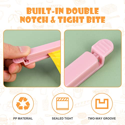 AUAUY 30pcs Bag Clips for Food Storage, Sturdy Food Clips, Reusable Plastic Sealing Bag Clips, Food Bag Clips in 2 Sizes (5.9'',4.72'') & 3 Colors for Keeping Food Fresh, Sealing Packets, Freezer Bags