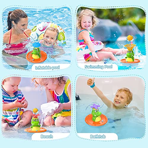 AM ANNA Fountain Crocodile Baby Bath Toys for Toddlers 1-3,4 Modes Spray Water Bath Toy for 1-8 Year Old Boys Girls Kids, Sprinkler Light Up Bathtub Toy Bathroom (Multicolor)