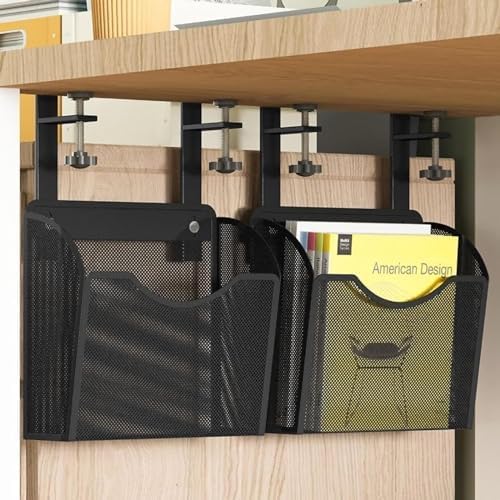 Uniface Mesh Metal Under Desk Drawer,Hanging Desk Organizer,Clamp On Under Desk Storage,Desk Side Storage for Office and Home
