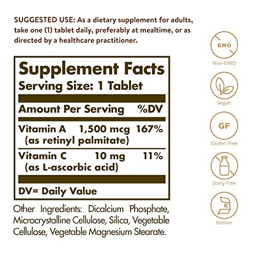 Solgar Dry Vitamin A 1500 Mcg, (5000 Iu) 100 Tablets