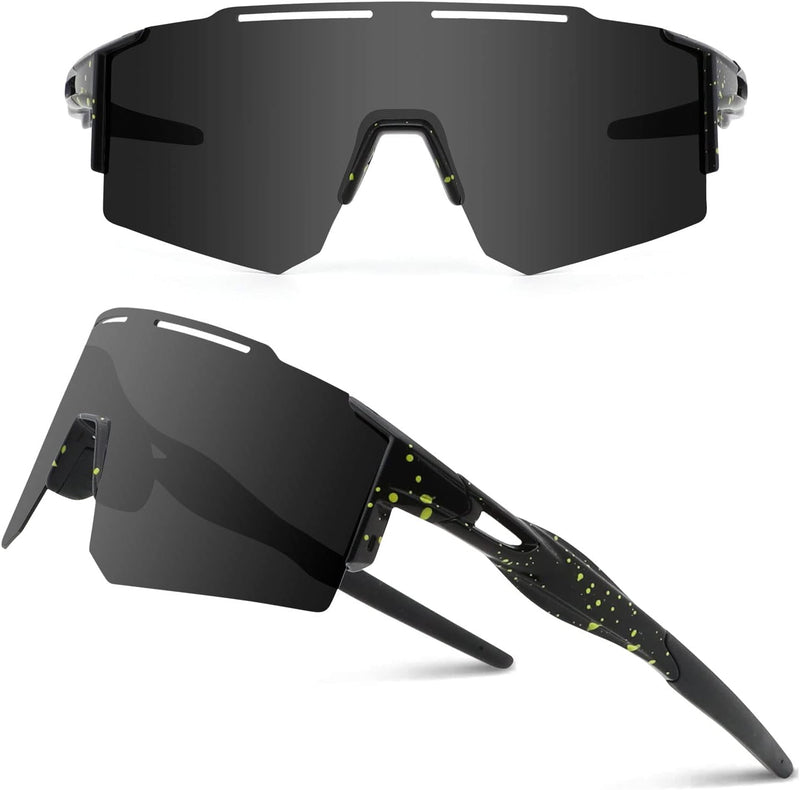 Ukoly Cycling Sunglasses for Men Women with 3 Interchangeable Lenses, Polarized Sports Sunglasses, Baseball Sunglasses