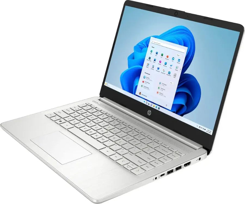 HP - 14 Laptop With 14 inches HD (1366 x 768) Display - Intel Celeron N4120 Processor - Intel UHD Graphics - 4GB DDR4 RAM - 128GB eMMC SSD - windows 11 - Natural Silver