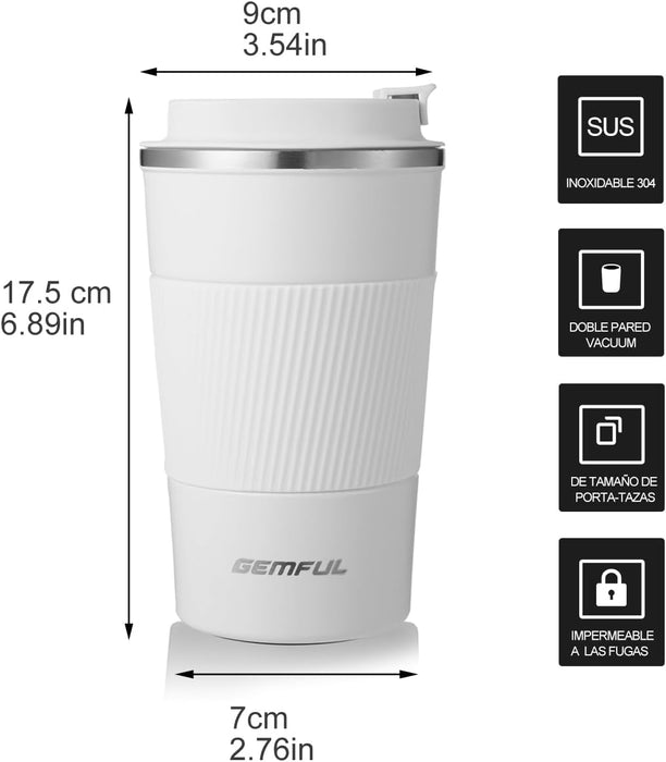 GEMFUL Travel Coffee Mug Stainless Steel Vacuum Ice and Hot Drinks Insulated Tumbler for Home Office Outdoor Works, 380ml, Pink