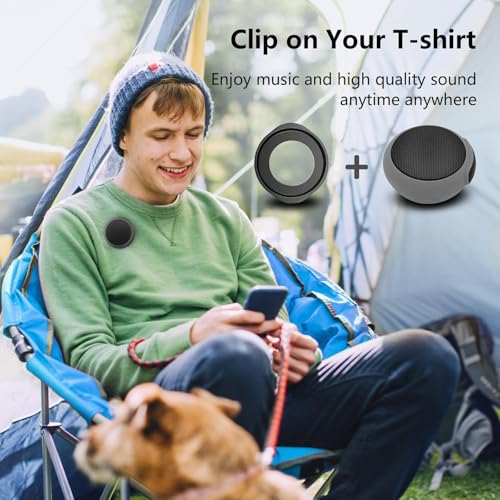 Wearable Bluetooth Speaker with 17 White Noise Sound Options, TWS Speaker Built-In Microphone, Clip-On Noise Machine, Waterproof Portable Speaker for Outdoor Activities, Hiking, and Running – Grey