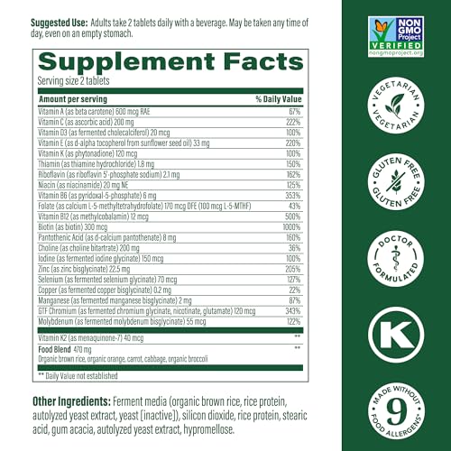 MegaFood Men's Multivitamin - With B vitamins for Cellular Energy Production & Choline to Support Cognitive Function - Non-GMO, Vegetarian & Made without Dairy and Soy - 60 Tabs (30 Servings)