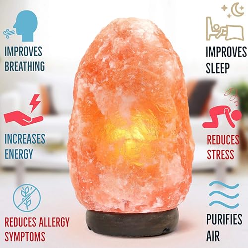 Sultani Salt International 2-3 Kg Natural Pink Himalayan Lamp | Hand-Carved Rock Night Light with Wooden Base | On/Off Switch & Bulb Included | Air Purifier & Mood Enhancer | Home Decor, Gift Idea |