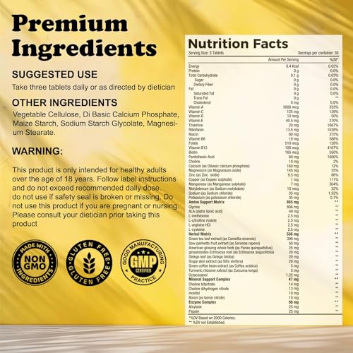 Balsa Nutrition Men's Multivitamin- 90 Tablets |Essential Daily Support For Men's Health, Boosts Immunity, Muscle Recovery, Bone Health, Mental Focus, Cellular Energy & Vitality |Non- GMO, Gluten Free