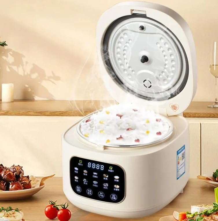 XVersion 3L Low Sugar Rice Cooker with Steamer – Smart Multi Cooker for Rice, Soup, Stew & Cake – Timer, Reservation & Keep Warm - Electric Rice Maker for Home/Kitchen/Family (Cream, 3L)