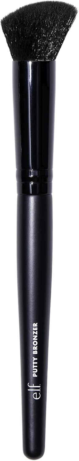 e.l.f. Putty Bronzer Brush, Angled Makeup Brush For Contour & Highlight, Made For The e.l.f. Putty Bronzer, Flawless Sanitary Application, Black - Black 14 x 38 x 197 mm
