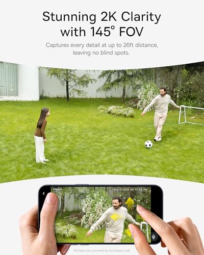 Baseus Solar Security Camera Outdoor, S1 Wireless Solocam, Forever Power with Auto Sunlight-Tracking System, 2K Clarity, 145° FOV, Built-in 8GB Local Storage and Color Night Vision, No Monthly Fee