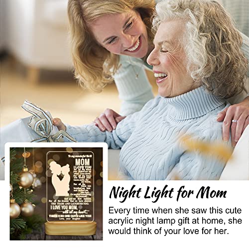 Mom Gifts from Daughter,3D Night Light I Love You Mommy LED Illusion Table Lamp for Women Mother's Day Birthday Present