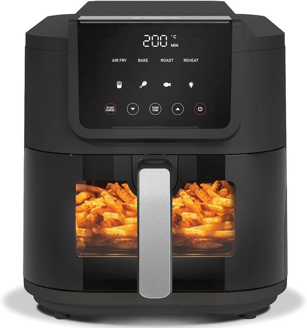 Nutricook Air Fryer Slim, 5L, 1KGs, Large Basket, Space-Saving Slim Design, Air Fry, Bake, Reheat, with 5 Presets, Clear Window & Light, AFS100, Black, 1500 Watts, 2 Years Warranty