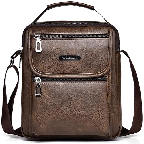 Shoulder Bag Men's Crossbody Manbag Leather Messenger Casual Handbags Side Satchel Sling Travel Flight Bags Cross Leather Sport Bags for Men Working Shopping Business Travel Daily