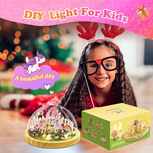 Unicorn DIY Night Light Kit, Creative Unicorn Magic Lamp Project USB Upgrade Edition Unicorn Toy Arts and Crafts Unicorn Lamp Kit for Girls, Gifts Magic Night Light Unicorn Toy for 4 5 6 7 8 9 10 Girl