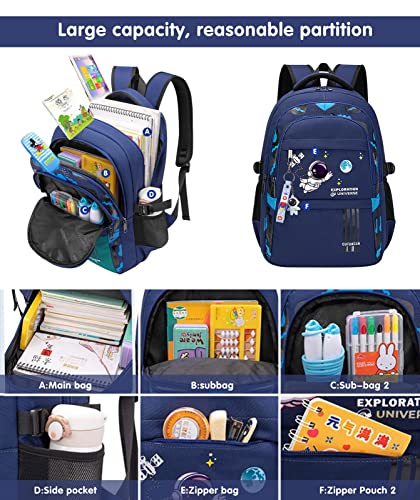 Astronaut Backpack for Boys Teens, Large Capacity School Bag Bookbag for Kids Elementary Middle