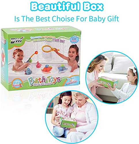 Mumoo Bear Baby Bath Toys, Mold Free Fishing Toys Set With Wind Up Bath Toys For Fishing Game For Babies 14 Months At Bathtub, Pool, 8 Shower Toys Set