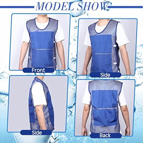 NALACAL 2Pcs Ice Vest, Cooling Vest with 16Pcs Ice Packs, Safety Vest, Summer Cooling Vest, Cool Jacket with Pockets for Outdoor Working in the Heat, Fishing, Running, Cycling, Gardening, Sports, Blue
