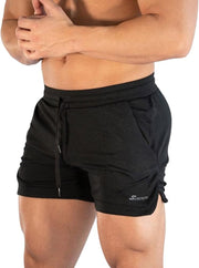 Mens Running Gym Shorts 3 Inch Breathable Lightweight Athletic Sport Shorts Training Workout Shorts with Pockets - Black