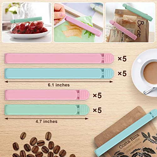 XC 20Pcs Food Bag Clips Plastic Storage Bags Sealing Clips Freezer Bag Clips for Kitchen Snacks Foods Bag Clips for Camping ,Outing, Hiking(5.4 Inches and 4.1 Inches)