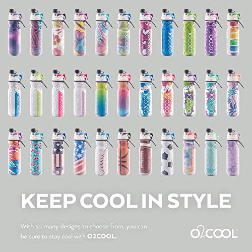 O2COOL Mist N' Sip Insulated Water Bottle - 20 oz, Raspberry Ombre Color | 2-in-1 Function, Double-Wall Insulation, BPA-Free | Perfect for Sports, Cycling & Outdoor Activities