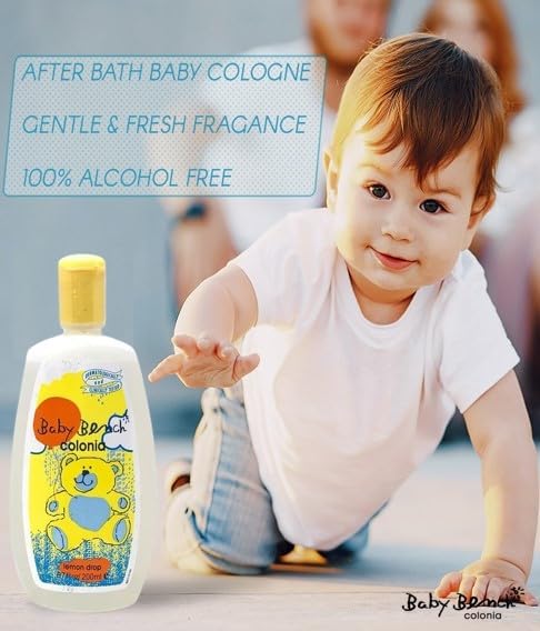 Baby Bench Colonia LEMON DROP COLOGNE | Perfume for Babies, Gentle & Safe, Mild Fragrance | Long-lasting Moisture & Delicate Fragrance | Safe for Mother's Hands & Baby's Skin 200 ml - (Pack of 3).