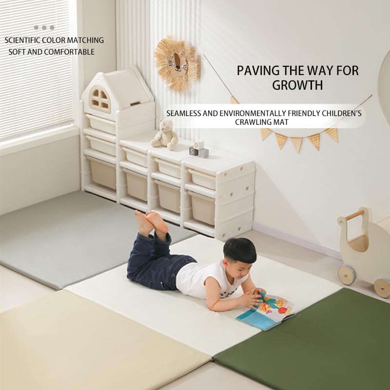 Padded Extra Thick & Super Soft Vegan Leather Baby Play Mat, Foam Cushioned & Waterproof Playpen Mat for Infants and Toddlers, Stylish and Just Wipe-Clean Playmat for Baby on Floor (120*120) (Beige)