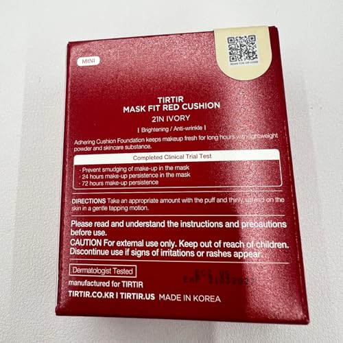 [*Mini Size*] TIRTIR Mask Fit Red Cushion Foundation | Japan's No.1 Choice for Glass skin, Long-Lasting, Lightweight, Buildable Coverage, Semi-Matte (21N Ivory, 4.5g (Pack of 1))