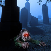 Halloween Scary Yard Decorations - Long Hair Glow Crawling Ghost With Horror Sound and Glowing Eyes, Outdoor Bar Haunted House Party Props (A) - A
