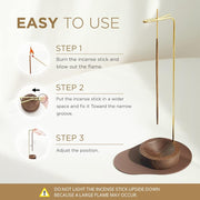 Incense Holder, Multi-Purpose Design Wooden Incense Burner ash Catcher with Brass Incense Stick Holder for Home Decor Yoga Spa Madiation (Walnut Wood)